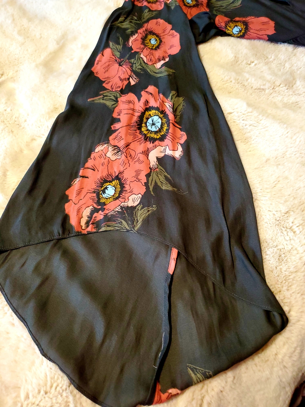 Free People Floral Bell Sleeve Mini Dress Boho Babydoll Medium - Picture 5 of 10